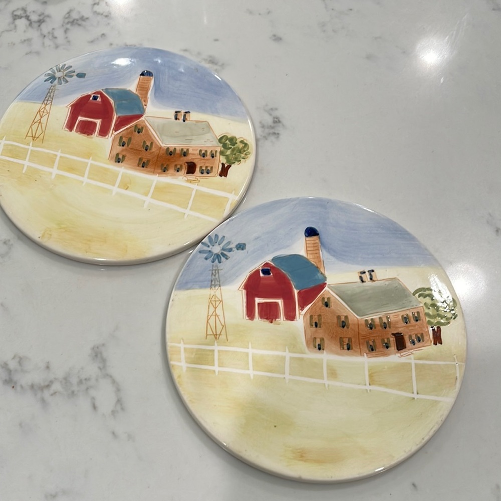 Vintage Farmhouse barn windmill theme ceramic trivets